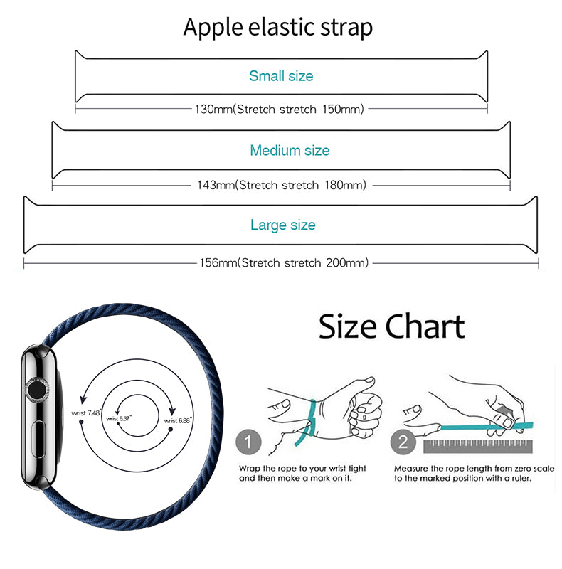 Jenwa's Stretchy Braided Solo Loop Band Compatible With iWatch Series 6/5/4/3/2/1/SE