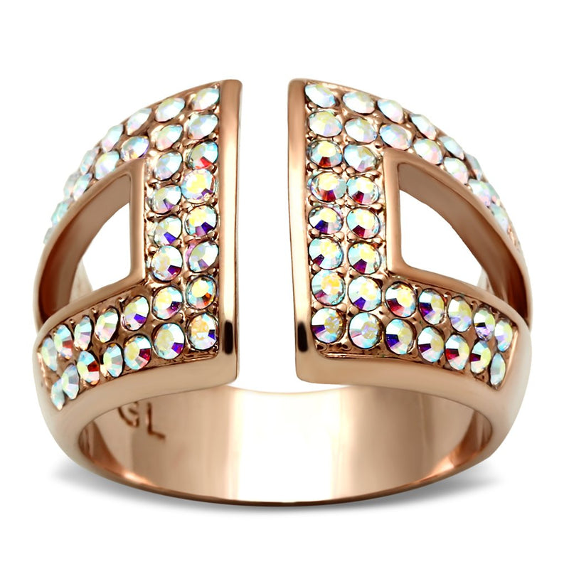 GL222 IP Rose Gold(Ion Plating) Brass Ring with